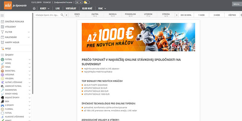Niké bonus online športových stávo